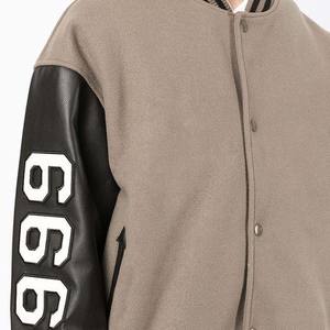 New Arrival Loose Fit OEM Custom Design Embroidery Printing <b>Wool</b> With Leather Sleeve Top Trending Winter Men's Baseball Jackets - Product Image 5