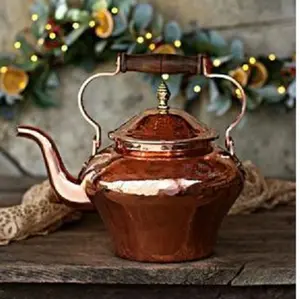 Asie centrale Design classique théière petit déjeuner cuivre percolateur tendance chaude gravé à la main café servant bouilloire