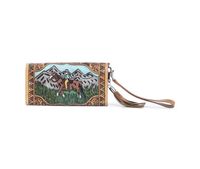 Dompet Wanita Kulit Asli India Model Barat, Laris Manis, Ukiran Tangan, Buatan Tangan, Penutup Ritsleting, Tahan Air, Perlindungan RFID