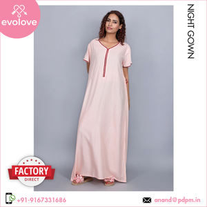 Vente chaude 100% rayonne popeline tissu femmes longue robe de nuit large couleur disponible Bio lavé vêtements de nuit usage domestique été moitié - Product Image 5