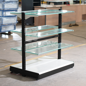 Étagère double face personnalisée en gondole sur pied Étagère de supermarché en fer pour épicerie Service OEM disponible - Product Image 2