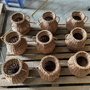 Jarrón de ratán de mimbre natural, soporte de flores de mesa hecho a mano, decoración del hogar, jarrón decorativo tejido a mano, jarrón de suelo de estilo - Product Image 4