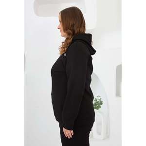 Ensemble de survêtement à capuche noir grande taille RMG avec applique florale, vêtements de sport confortables en mélange de rayonne pour l'automne et l'hiver - Product Image 4