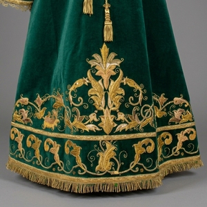 Robe de cérémonie de luxe en velours vert, broderie en fils d'or, tunique royale, robe de mariage artisanale Zardozi, robe de couronnement - Product Image 3