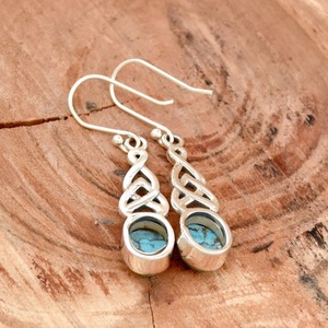 Boucles d'oreilles pendantes faites à la main à la mode 925 bijoux en argent Sterling pierre précieuse Turquoise naturelle 925 bijoux en argent massif estampillé - Product Image 2