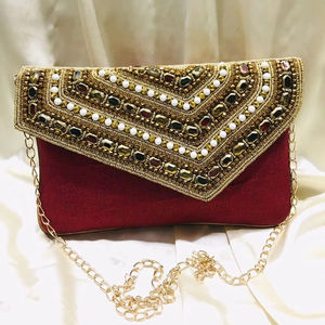 Sac de soirée de créateur de luxe pour femmes nouveau Style luxe véritable pochette sac à main indien mariée brodé pochette sacs à main - Product Image 1