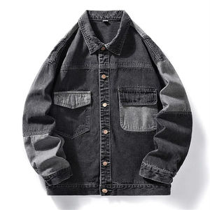 Veste en jean personnalisée pour hommes de haute qualité, élégante en jean noir uni pour garçons - Product Image 2