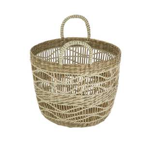 Sustainable handwoven basket from water hyacinth <b>for</b> toy clothes and <b>towel</b> storage in <b>bathrooms</b> and living spaces - Product Image 4