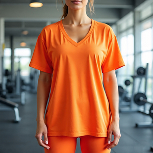 High Quality Drop Shoulder Workout T Shirt Women's Fitness Wear Oversize Tee Top <b>Ladies</b> 100% Cotton Polyester TShirt Women - Product Image 3