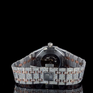 นาฬิกาควอตซ์สแตนเลส2โทนสีระบบออโตเมติกหรูหราขนาด41มม. จำนวนจำกัด VVS Moissanite หน้าปัดเพชรสีชมพู - Product Image 2