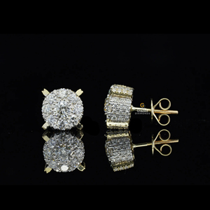 Fine Jewelry Earrings Iced Out With Round Brilliant Cut Lab Grown Diamonds in 10kt Yellow Gold <b>for</b> <b>Women</b> - Product Image 1
