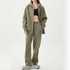 ชุดวอร์มผู้หญิงผ้าฝ้ายเทอร์รี่ซัก2ชิ้นชุดวอร์ม2ชิ้นสไตล์วินเทจสำหรับฤดูร้อนออกแบบได้ตามที่ต้องการ - Product Image 4