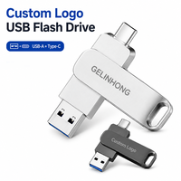 Memoria USB Personalizada con Logotipo, USB 3.0 Tipo C, Doble Interfaz, Metálica, Giratoria, para Teléfono y Portátil, Regalo Promocional Corporativo