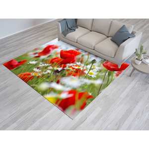 Alfombras de Amapolas Rojas, Alfombra con Diseño de Flor de Amapola, Alfombras Modernas, Alfombra Botánica, Alfombra Delgada No Tejida - Product Image 5