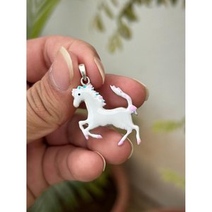 Colgante de Unicornio de Plata 925 con Diamante Corte Princesa, Bañado en Rodio, Estilo Religioso, para Joyería, Material Oro Platino - Product Image 3