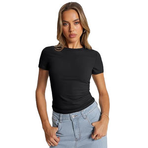 Camiseta de Mujer, Transpirable, Sensación de Algodón, Tejido de Punto Suave al Tacto, Flexible, Zonas Elásticas Moldeadoras, Ligera, Uso Diario Informal - Product Image 2