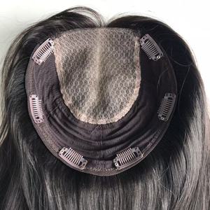 Perruque juive en <span class=keywords><strong>cheveux</strong></span> humains certifiée casher, <span class=keywords><strong>cheveux</strong></span> européens Remy blonds avec mèches, base en soie, topper kippa - Product Image 1