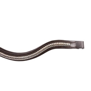 Cadena de Latón o Plata Hecha a Mano con Incrustaciones de Cuero Genuino Negro y Marrón para Banda Frontal de Caballo, Tamaño Cob Completo Extra Grande - Product Image 4