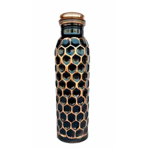 Black Plain Enamel Coated Copper Bottle with Premium Packaging and High End Quality Shinny Surface Finished