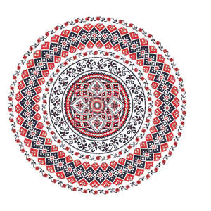 Superposition de mandala rouge et bleu 10x10 Polysoft pour la décoration intérieure, design élégant et coloré - Product Image 1
