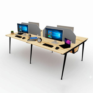 โต๊ะทำงานแบบคลัสเตอร์ 4 ที่นั่ง รุ่นร่วมสมัย ขนาด 240x120 ซม. ทำจากไม้เมลามีนและยาง ระบบ CONE รุ่น HBCO064 เฟอร์นิเจอร์สำนักงานทันสมัย - Product Image 1