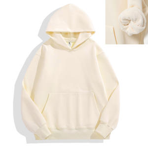 Sweat à capuche en polaire pour homme 2025, en coton, manches longues, ample, couleur unie, 480 g/m², avec poches, hauts d'hiver, sweat-shirts décontractés - Product Image 1