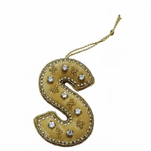 เครื่องประดับตกแต่งต้นคริสต์มาสแบบแขวน ทำจากผ้าปักดิ้นทอง รูปทรงตัวอักษรหลากสี ใช้สำหรับตกแต่งแขวนในเทศกาลคริสต์มาส - Product Image 1