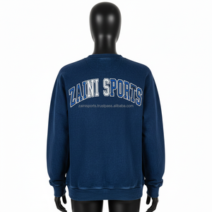 Sweat-shirt pour femme en molleton de coton 320GSM bleu marine, coupe confortable, logo brodé personnalisé pour femmes élégantes, sweat-shirt respirant - Product Image 2