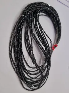 Cuentas de diamantes de moissanita negra de 2mm AAA, joyería de piedra personalizada de excelente corte para collares y pulseras - Product Image 3