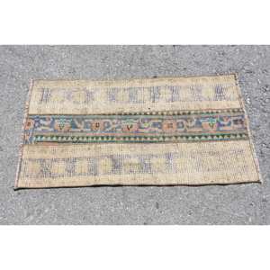 พรม3.5ft เบจตุรกีวินเทจ1.8 x สไตล์คลาสสิกงานเย็บปะติดปะต่อกันสี่เหลี่ยมผืนผ้าดีไซน์ขนสัตว์และยางด้านหลังสำหรับวัยรุ่นห้องนั่งเล่น - Product Image 3