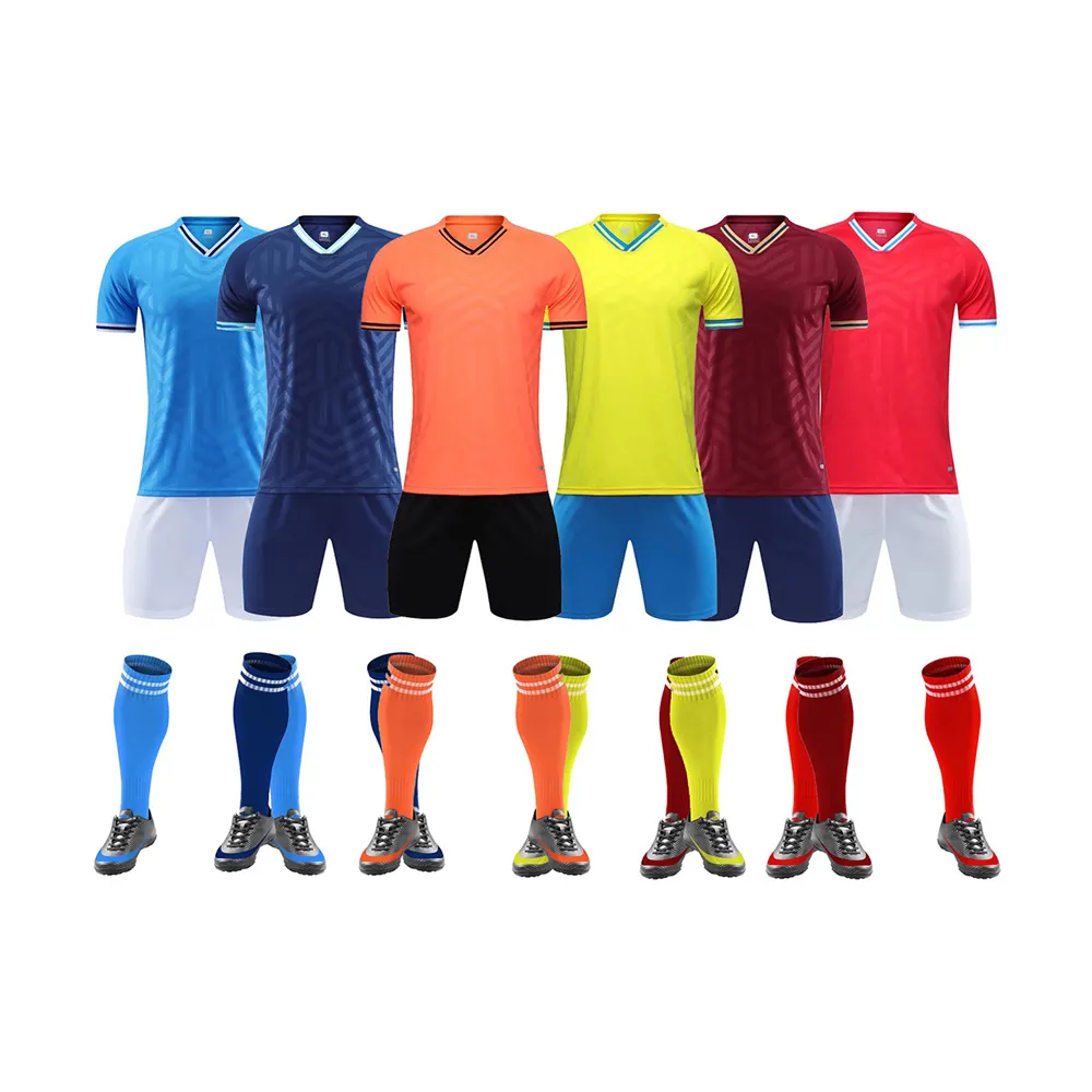 Maillot de football et shorts vierges personnalisés hommes femmes maillots combinaison d'entraînement de football uniforme d'équipe adulte enfant manches courtes Unifo