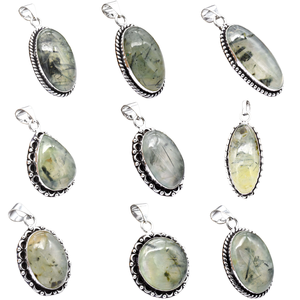 สร้อยคอทองเหลืองวินเทจของผู้หญิงดีไซน์แบบผสมอัญมณีพรีไนท์ยอดนิยมสร้อยคอจี้แฟชั่นหลากหลายแบบพลอยธรรมชาติ - Product Image 3