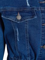 Fabricant de vêtements OEM Veste en jean pour femmes Conception personnalisée Veste en jean courte à manches longues et taille élastique pour l'extérieur