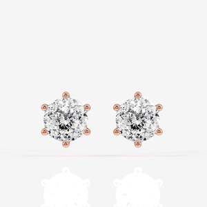 ต่างหูเพชรโมอิสซาไนต์ทรงโปรตุเกส ทอง 14K ดีไซน์หกขา - Product Image 4