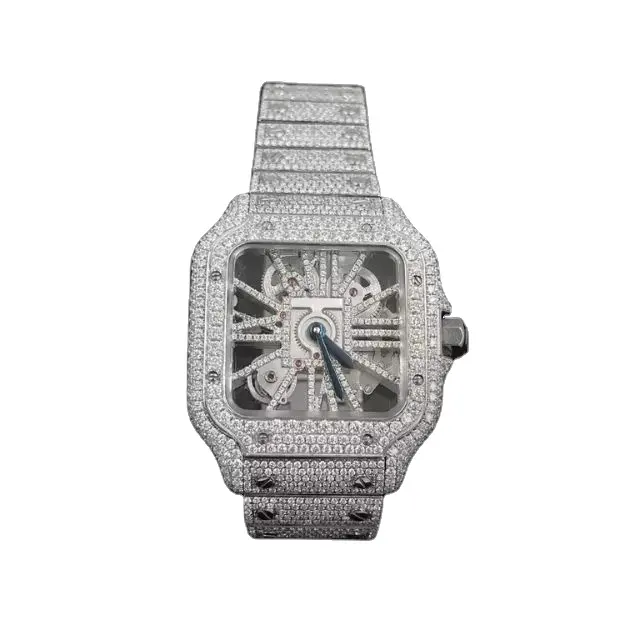 Natural Diamond Custom Hip hop Quartz Iced Out Watch Men's Jewelry Wrist Date Watch Mechanical Watch Luxury Jewelry