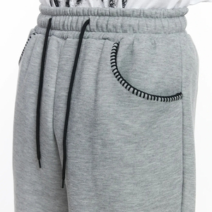 Pantalones Deportivos de Hombre de Alta Calidad, Grises, de Pierna Ancha, Reversibles, con Estampado, Cintura Elástica con Cordón, Formales, de Otoño, Tejidos en Algodón - Product Image 6