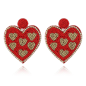 Bohemian Female <b>Silver</b> Jewelry Hand-Woven Glass Seed Bead <b>Earrings</b> <b>Heart</b> Shape On-Trend Drop <b>Earrings</b> Weddings Parties Gift - Product Image 5