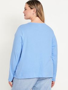 Camiseta básica holgada de manga larga de tela transpirable cómoda para MUJER Camiseta de manga larga personalizable para mujer - Product Image 5