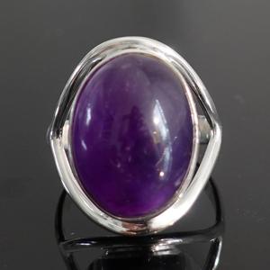 925แหวนเงินสเตอร์ลิงแหวนสไตล์โบโฮแหวนพลอยสีม่วงธรรมชาติสำหรับผู้หญิงแหวนหินสีม่วงเครื่องประดับขนาดใหญ่ - Product Image 4