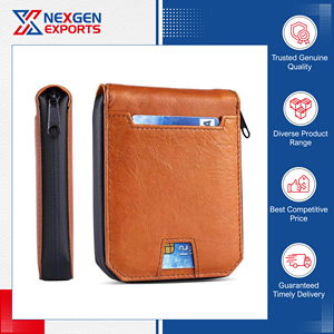 Nueva Llegada de Tarjeteros de Cuero Genuino con Bloqueo RFID Minimalista de Calidad Superior, con Cierre, Precio Competitivo al por Mayor - Product Image 2