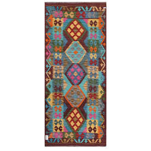 Alfombra Kilim de Maimana, Afganistán, 199 x 87 cm, Alfombras y Juegos de Alfombras - Product Image 1