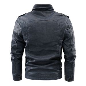 Chaqueta de cuero de estilo urbano para hombre con cuello alto y cremallera frontal con múltiples bolsillos funcionales para un aspecto urbano resistente - Product Image 2