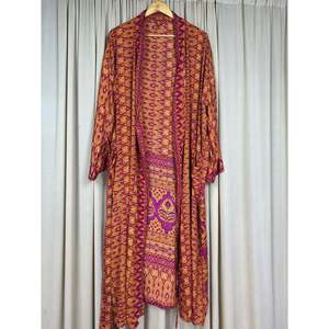 Recycled Silk Sari Women's Boho Chic Vintage <b>Beach</b> Cover Dress Robe for Resort Wear Gypsy House <b>Kimono</b> for Lounge Swimsuit Up's - Product Image 4