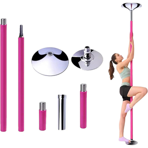 <span class=keywords><strong>Barre</strong></span> de Danse Poledance d'Intérieur en Silicone de 45 mm pour la Maison, Fonction Statique + Tournante, Hauteur Réglable de 2,3 à 2,75 m - Product Image 1