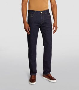 กางเกงยีนส์ขาตรงเข้ารูปมีซิปโอเวอร์ไซส์ทันสมัยสำหรับผู้ชายกางเกงยีนส์ทรงตรงฟอกสีเข้มสำหรับผู้ชาย - Product Image 3