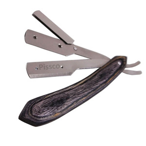 Maquinilla de Afeitar Recta Pissco de Alta Calidad para Barberos, Maquinilla Desechable para Salón con Mango de Madera Negra - Product Image 2