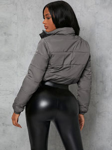 Custom Design Outdoor Use <b>Women</b> Crop Top Puffer Solid Color Comfortable <b>Women</b> Crop Top Puffer - Product Image 4