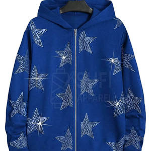 Sudadera con Capucha Brillante con Pedrería para Hombre, 100% Algodón, Ligera para Invierno, Elegante con Detalles de Piedras Reflectantes - Product Image 5