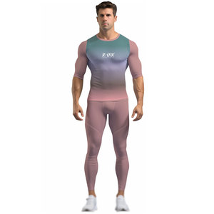 ชุดออกกำลังกายผู้ชาย 2 ชิ้น ชุดออกกำลังกายแห้งเร็ว ระบายอากาศ ชุดออกกำลังกายผู้ชาย - Product Image 1