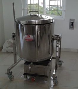 หม้อหุงข้าวสแตนเลส LPG ขนาดใหญ่25กก. 50กก. สำหรับข้าวซัมบาร์แกงกะหรี่บิเรียนินีซุปสตูว์โรงอาหารของโรงแรมและทำอาหารเป็นกลุ่มอุตสาหกรรม - Product Image 1